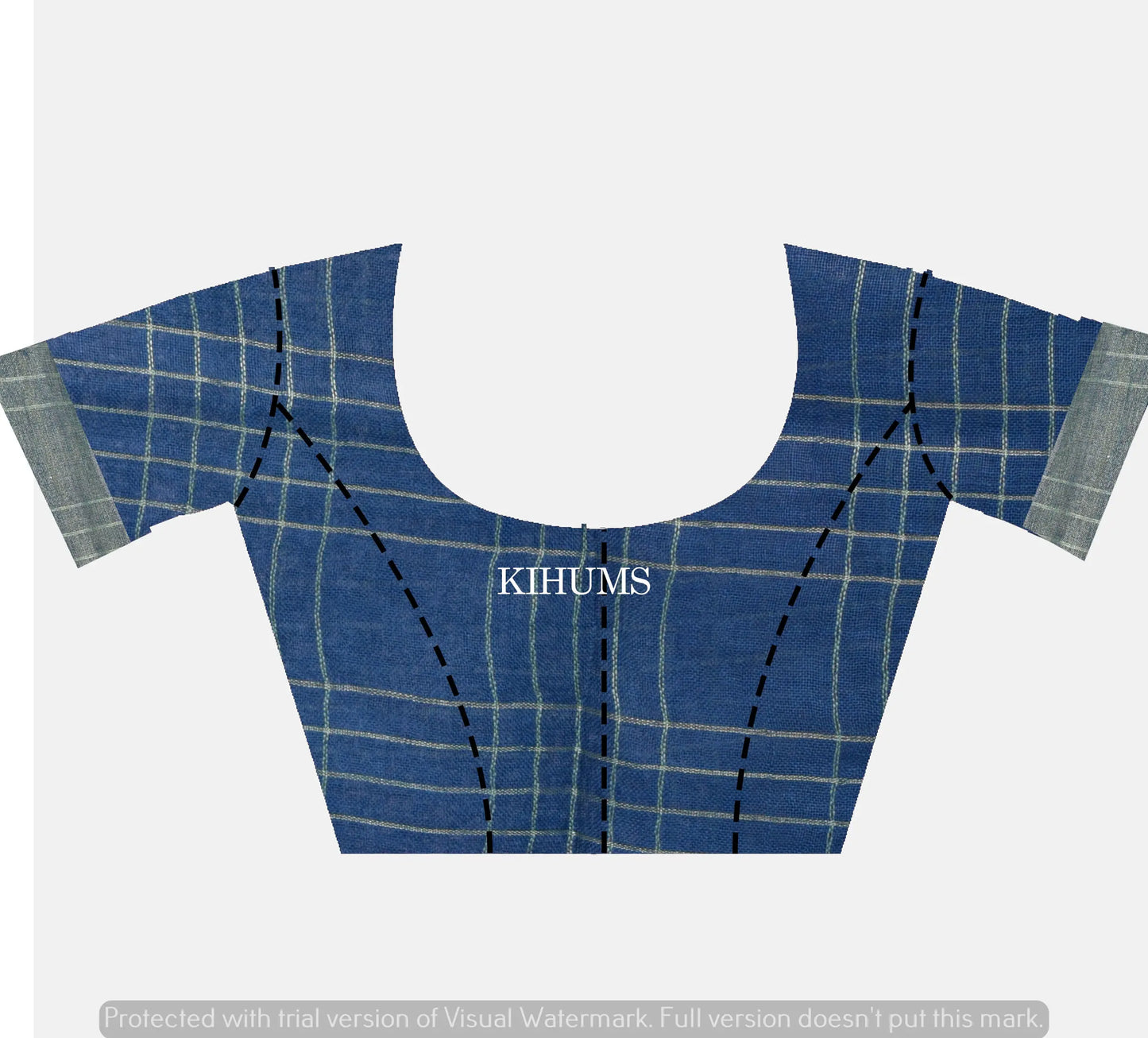 Blue Shade Handmade Pure Linen Saree | Gold Zari Checks | KIHUMS Saree kihums clothing