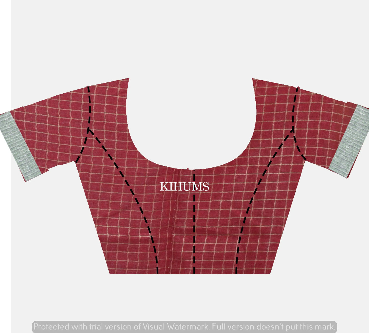 Dark Red Shade Handmade Pure Linen Saree | Gold Zari Checks | KIHUMS Saree kihums clothing