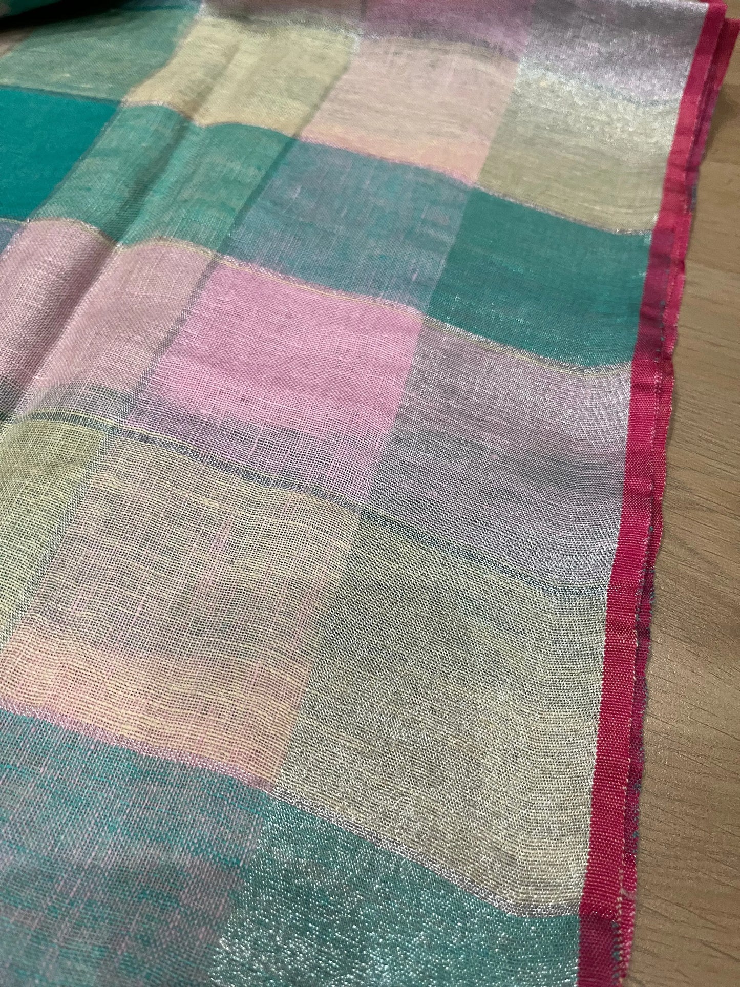 Pastel shade Multicolor Handwoven organic Linen Saree with Gold Zari woven| KIHUMS Saree kihums clothing