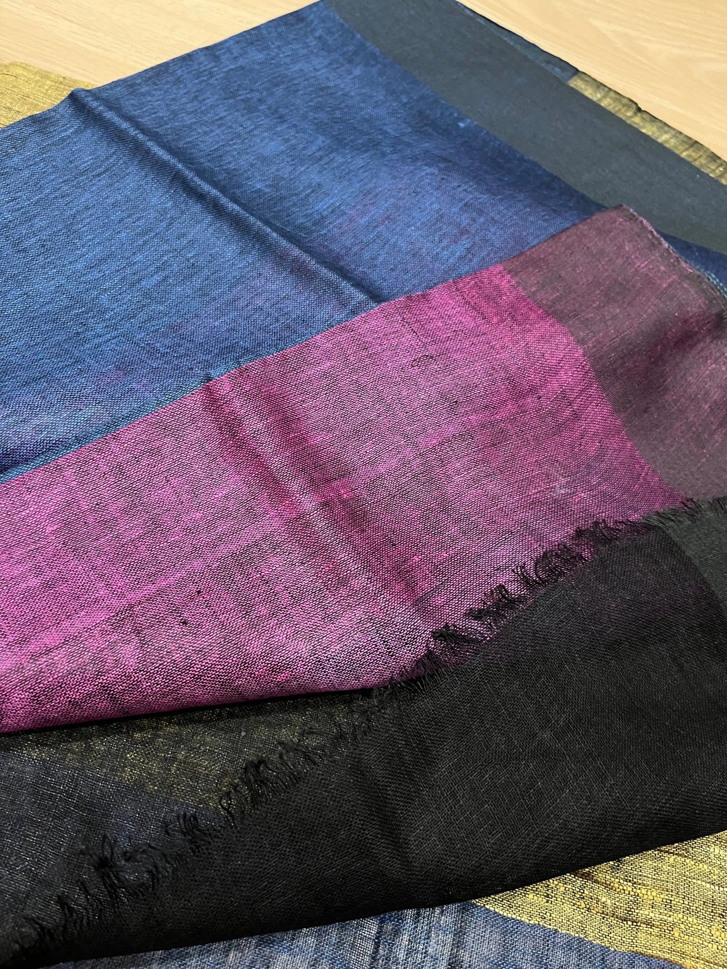 Dual shade half and half Handwoven organic Linen Saree | Contrast blouse | KIHUMS Saree kihums clothing