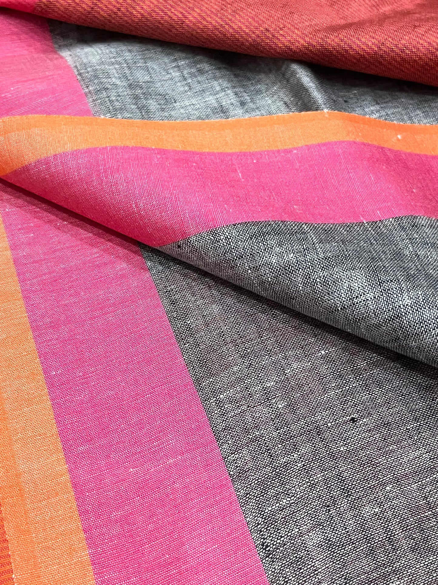 Grey shade Handwoven organic Linen Saree | Contrast border| KIHUMS Saree kihums clothing