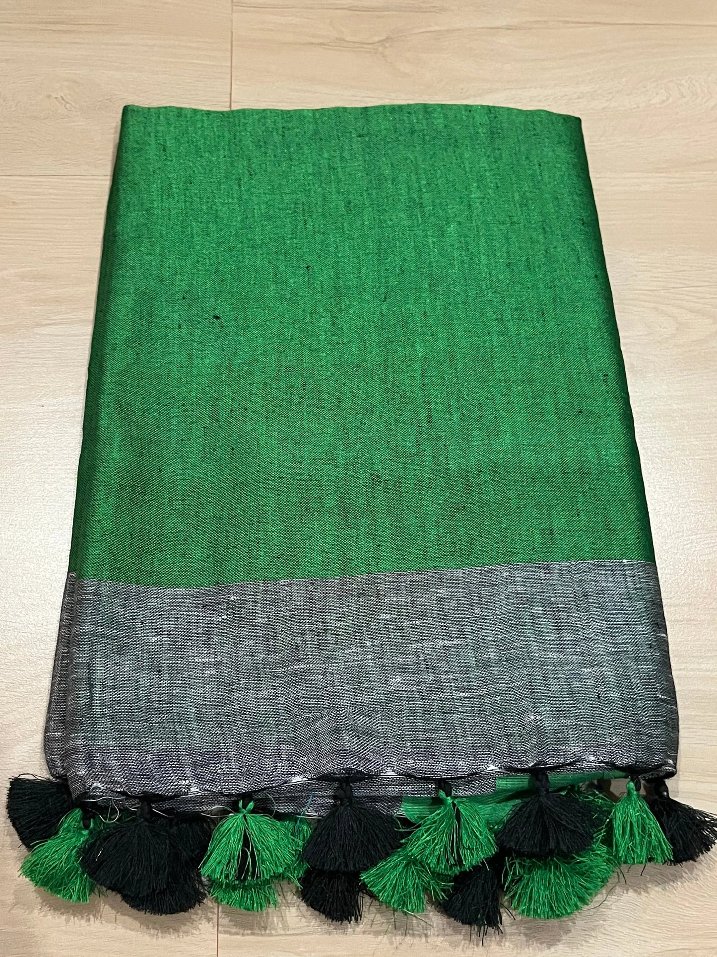 Grey shade Handwoven organic Linen Saree | Contrast border| KIHUMS Saree kihums clothing