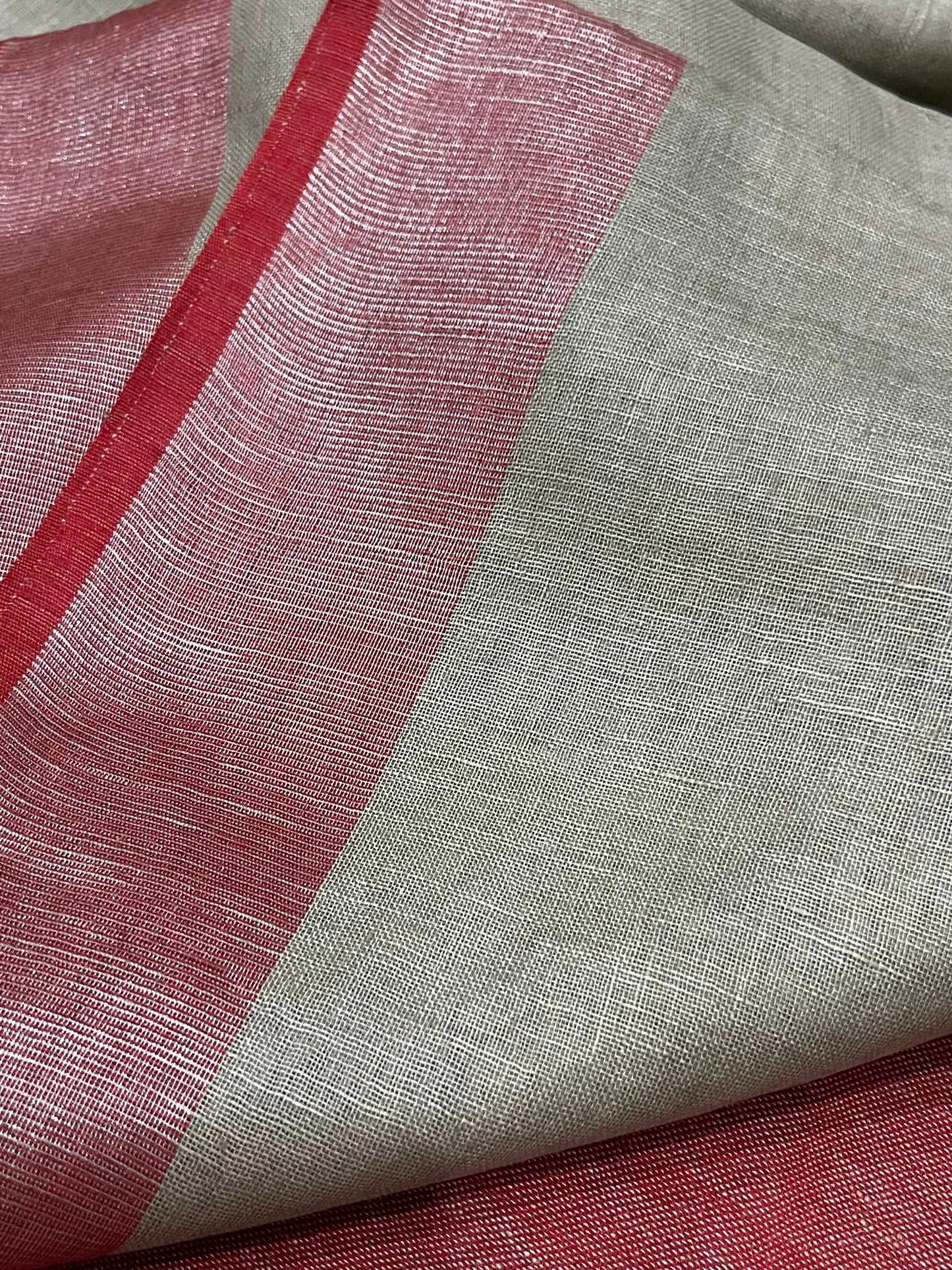 Mint Ash Handwoven organic Linen Saree | Contrast border | KIHUMS Saree kihums clothing