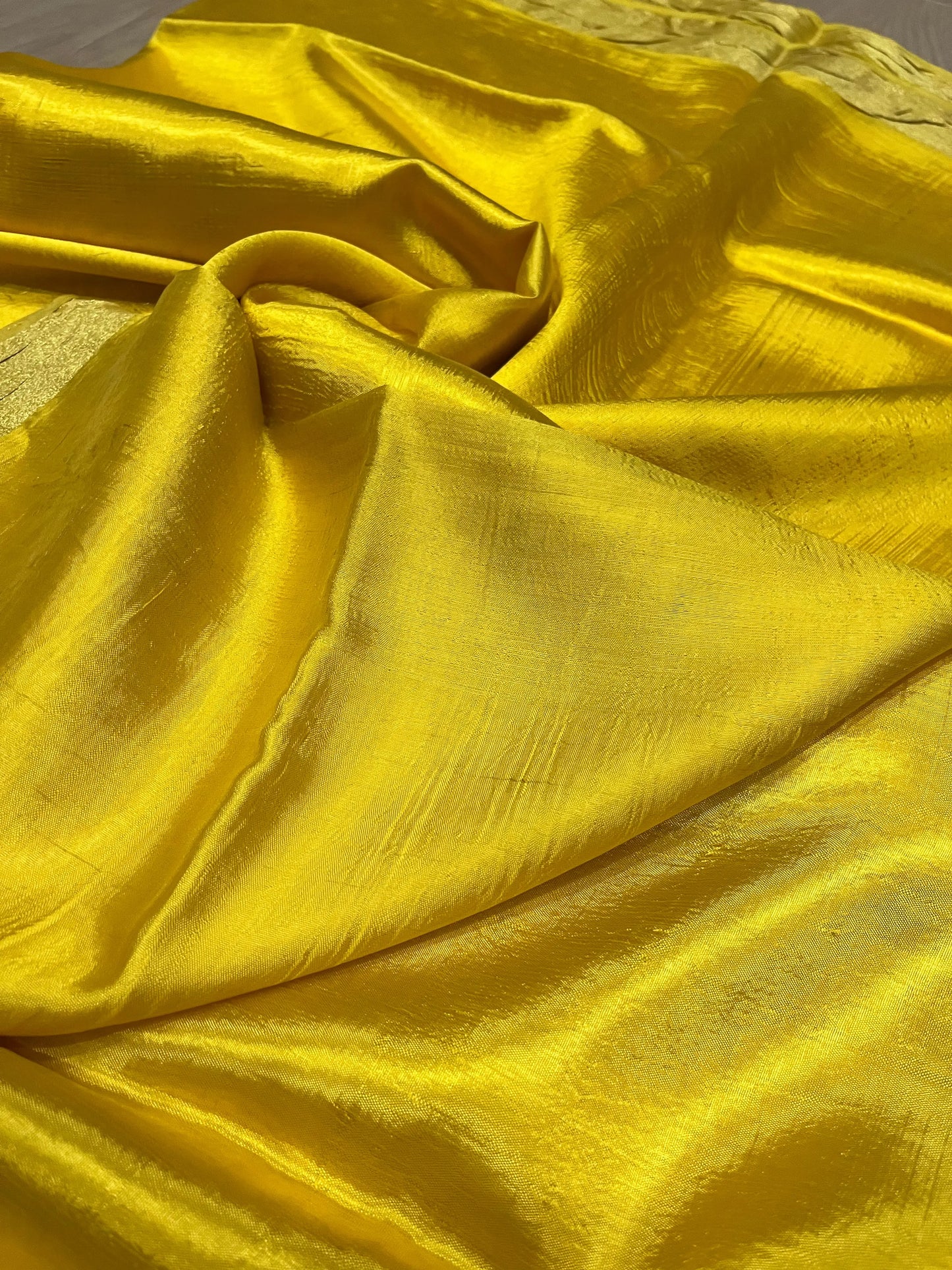 Golden Yellow Handmade Silk Viscose Saree | Gold Zari Border | KIHUMS Saree kihums clothing