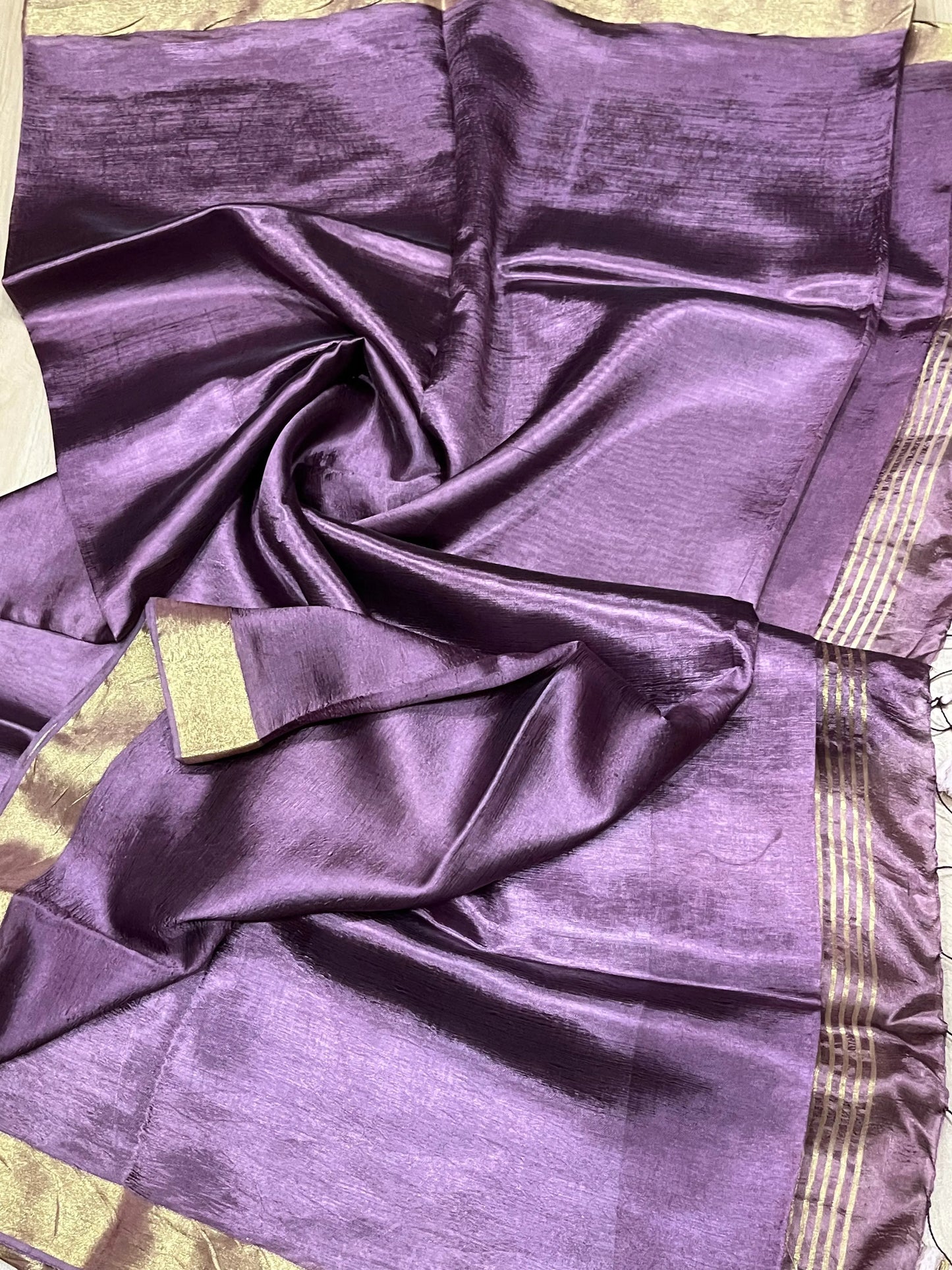 Purple shade Handmade Silk Viscose Saree | Gold Zari Border | KIHUMS Saree kihums clothing