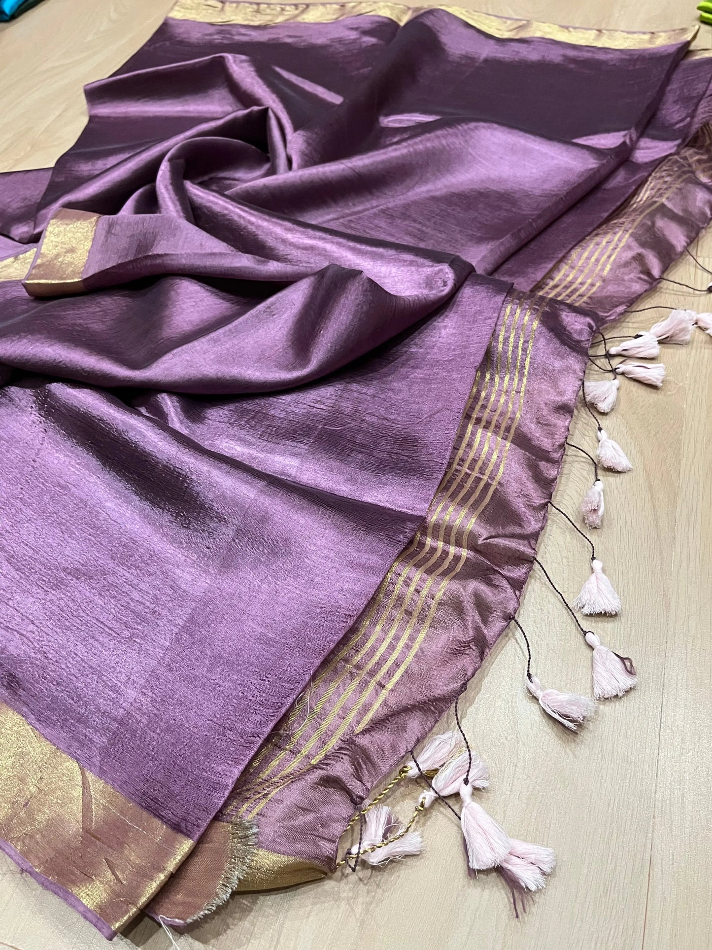 Purple shade Handmade Silk Viscose Saree | Gold Zari Border | KIHUMS Saree kihums clothing