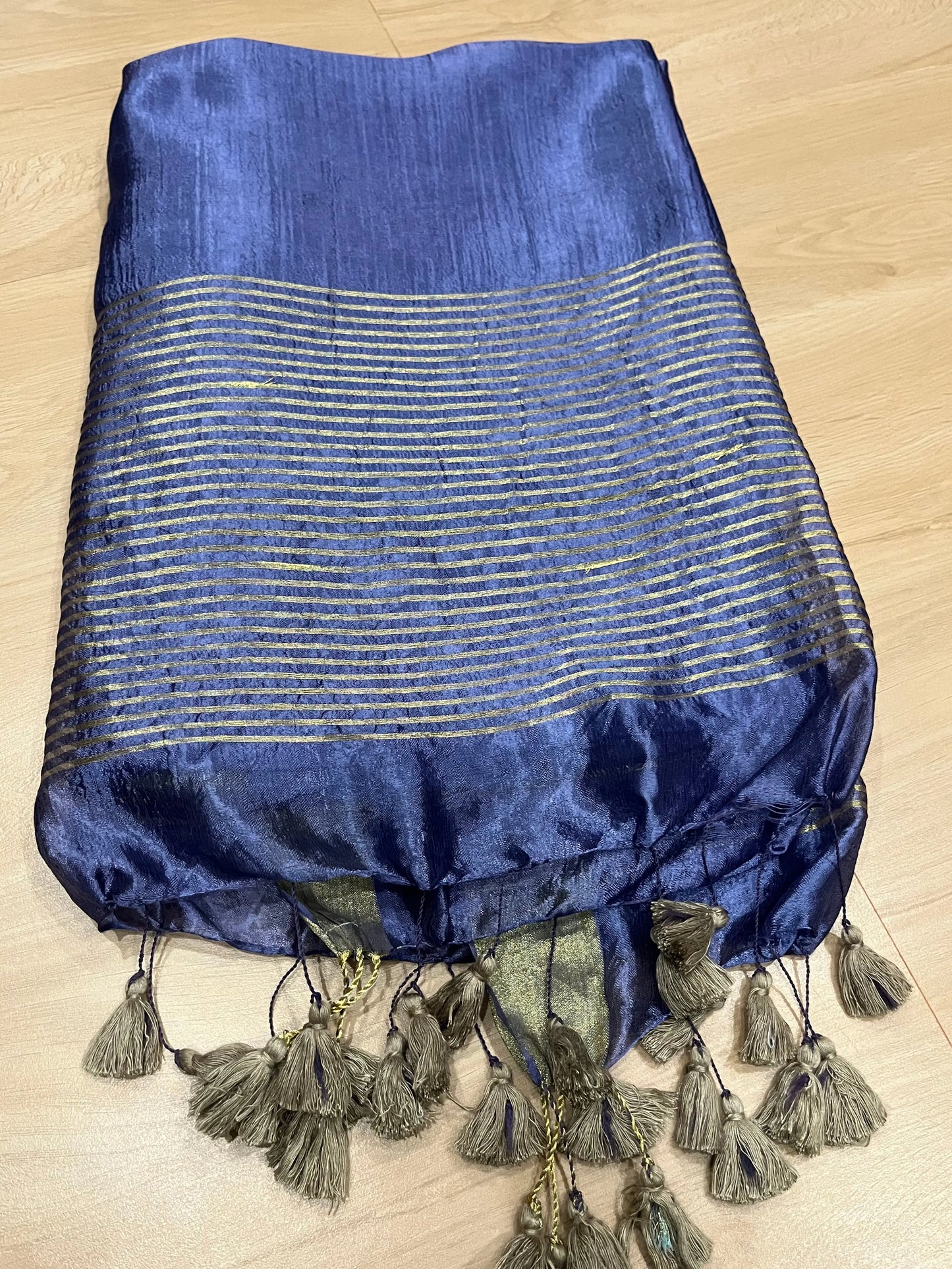 Royal Blue shade Handmade Silk Viscose Saree | Gold Zari Border | KIHUMS Saree kihums clothing