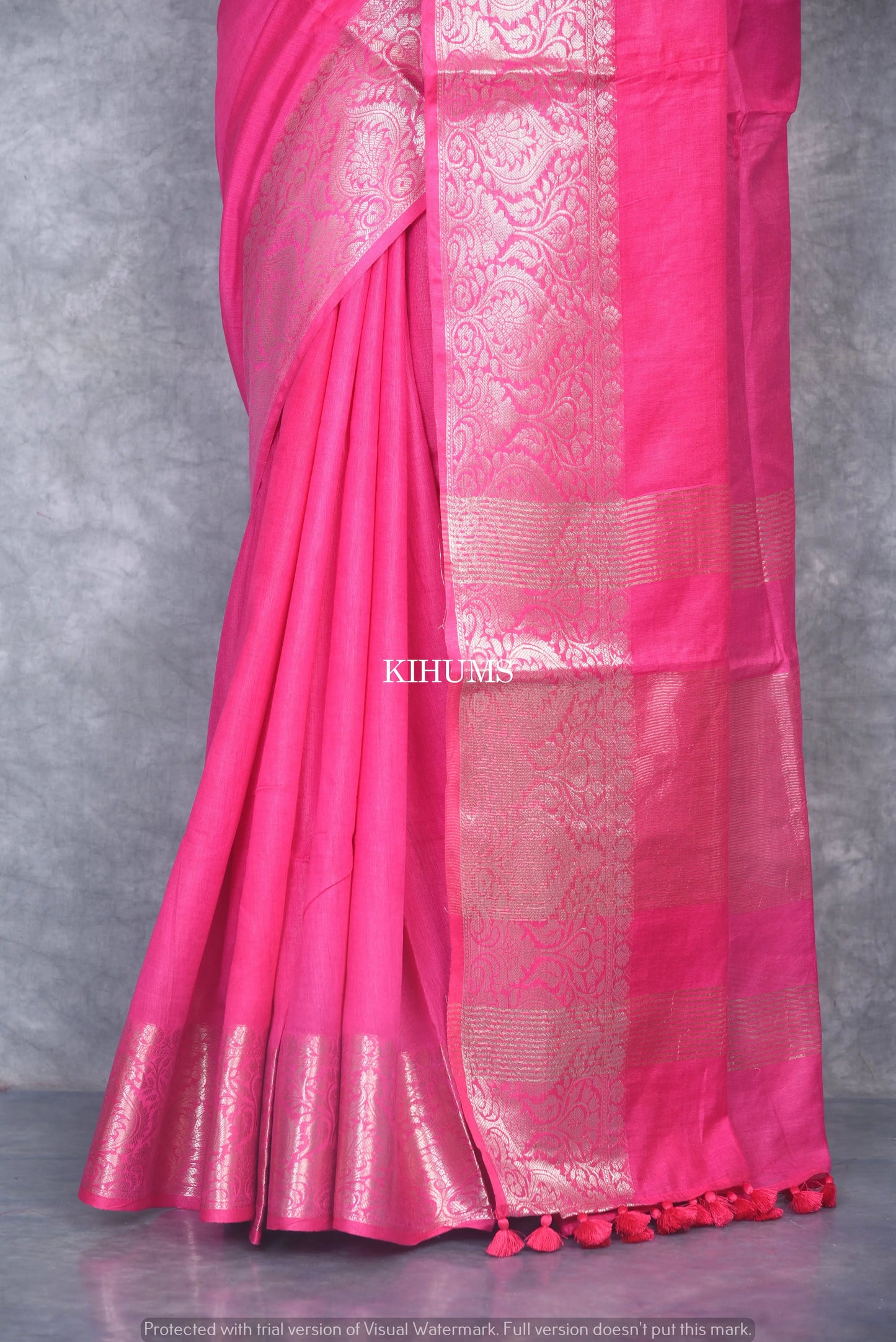 Pink Shade Handmade Silk Viscose Saree | Zari Jacquard Border | KIHUMS Saree kihums clothing