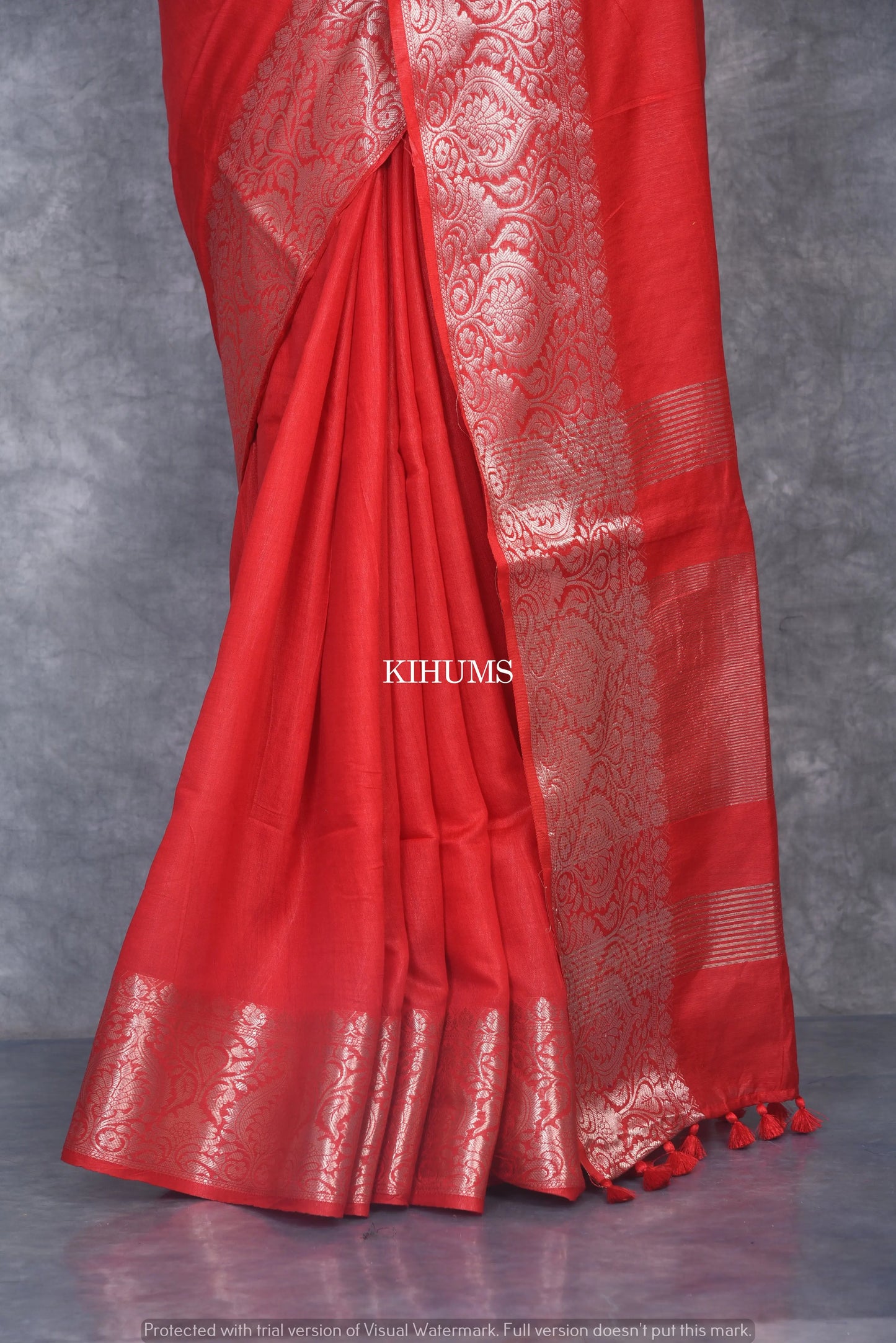 Red Shade Handmade Silk Viscose Saree | Zari Jacquard Border | KIHUMS Saree kihums clothing