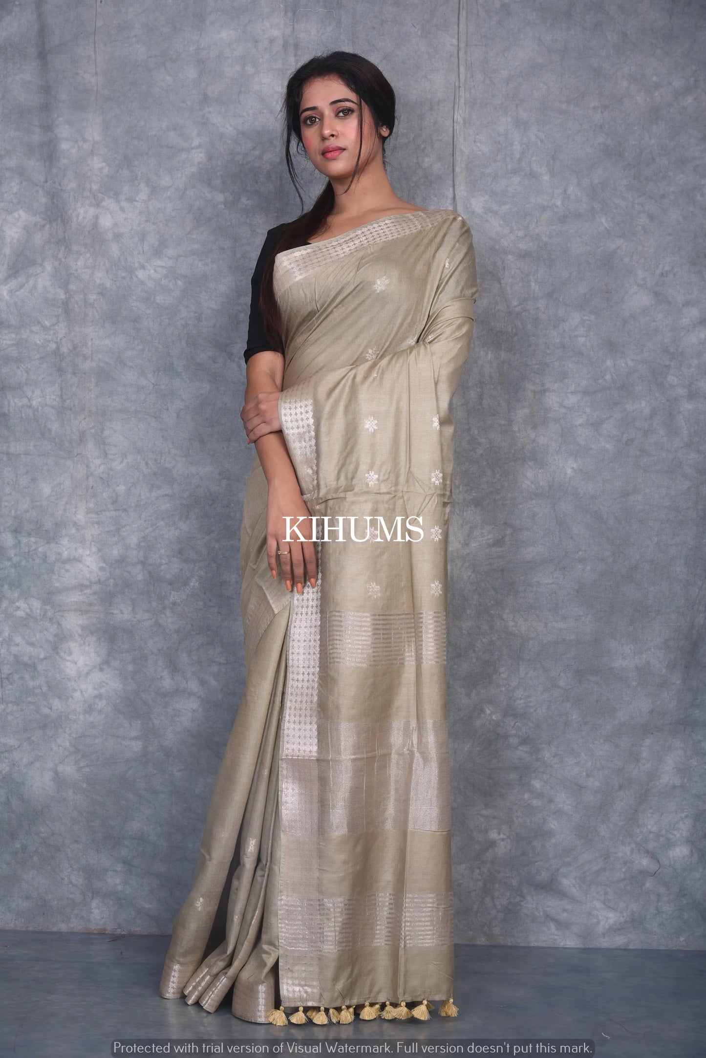 Muddy shade Handmade Viscose Silk Saree | Zari woven Border | KIHUMS Saree kihums clothing