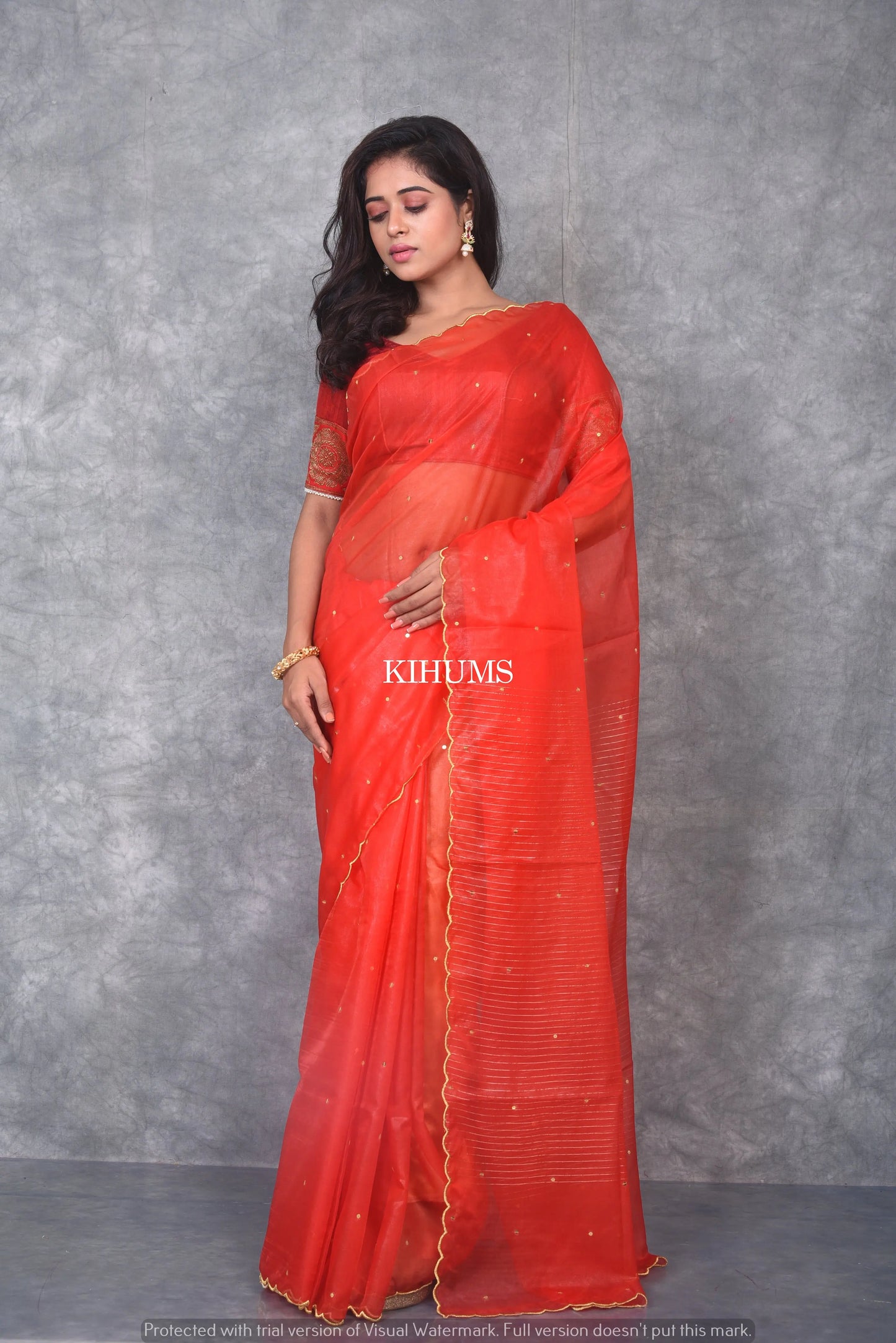 Red Organza Saree | Sequence Work all Over | KIHUMS Saree kihums clothing