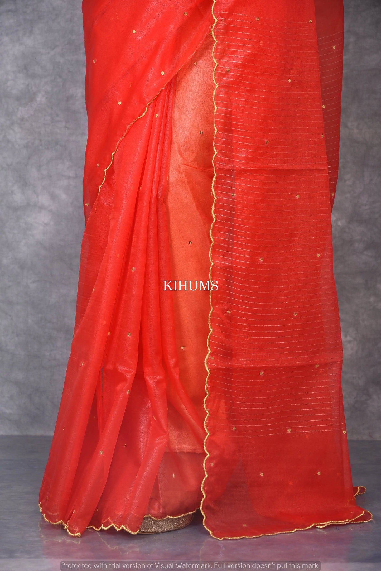 Red Organza Saree | Sequence Work all Over | KIHUMS Saree