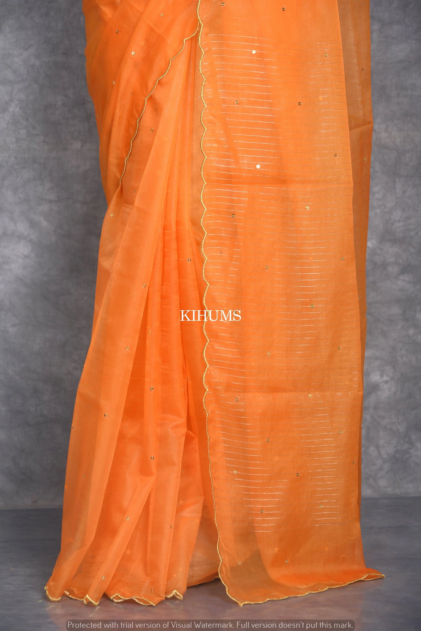 Orange Organza Saree | Sequence Work all Over | KIHUMS Saree kihums clothing
