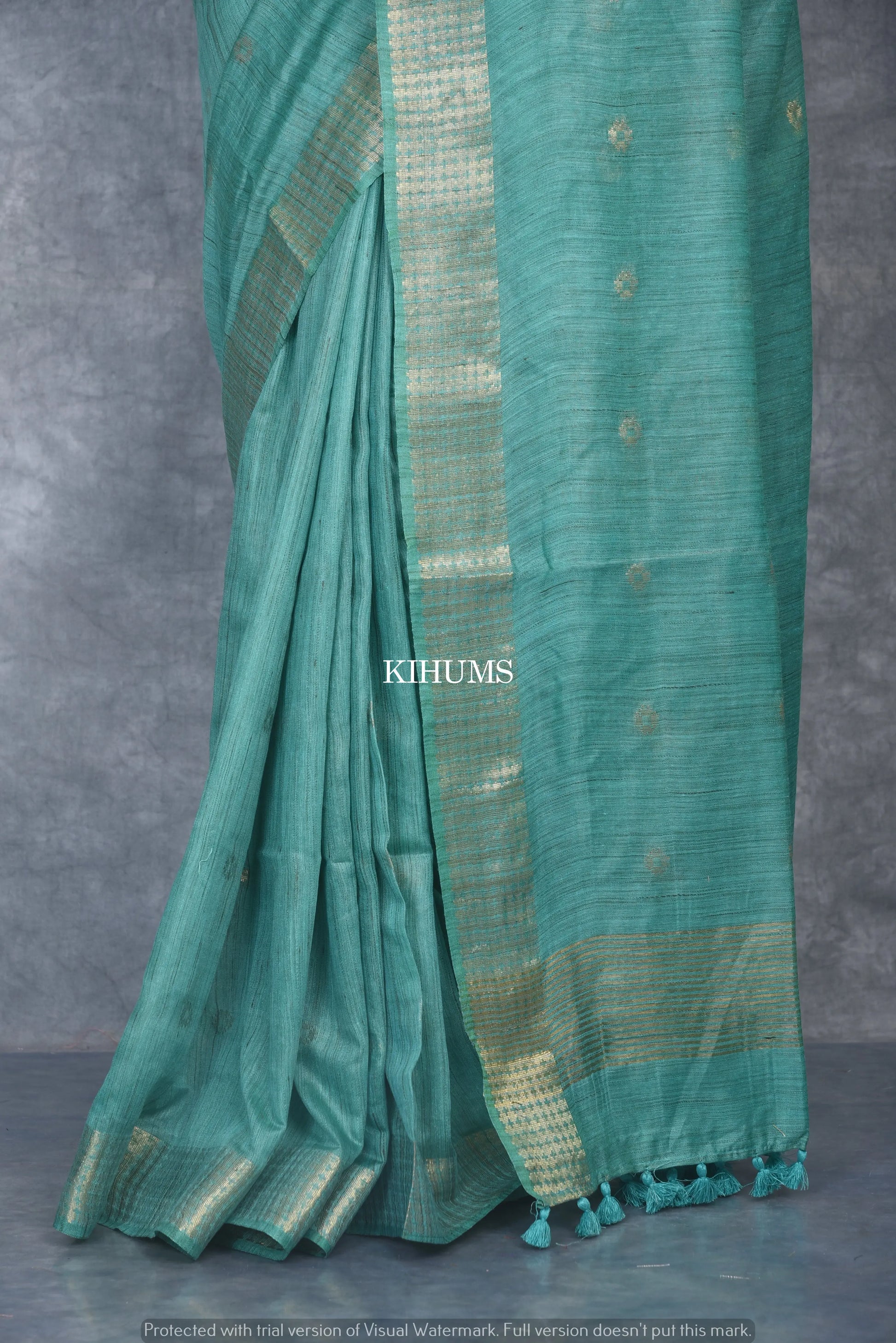 Green Shade Handmade Baswada Silk Saree | Gold Zari Boota | KIHUMS Saree kihums clothing
