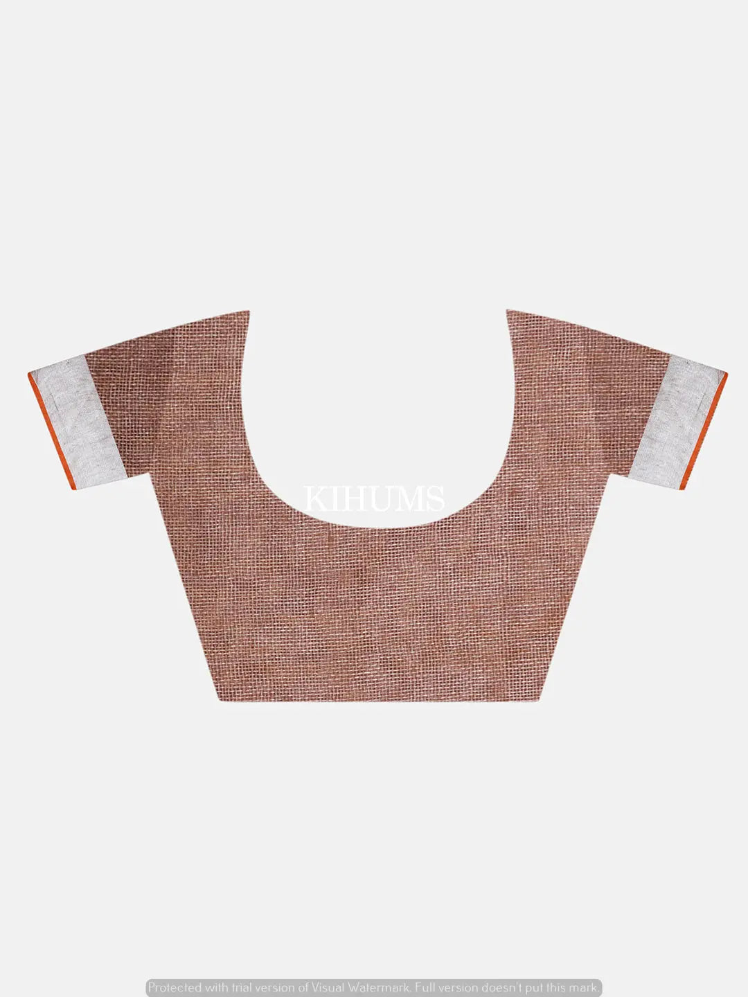 Dusty Brown Shade Handmade Pure Linen Saree | Blue Border | KIHUMS Saree kihums clothing