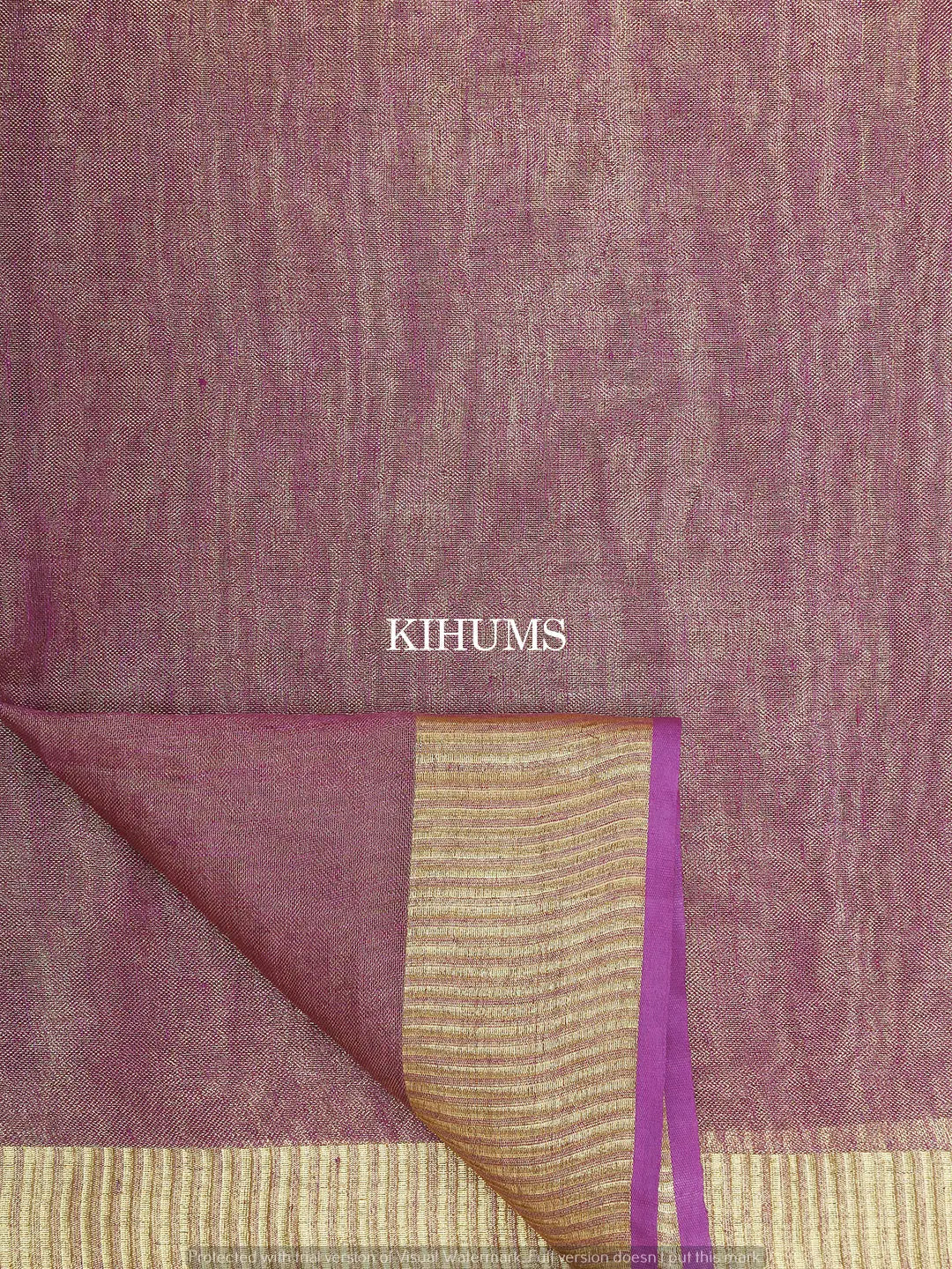 Purple with Gold Zari Tissue Linen Saree | KIHUMS Saree women clothing