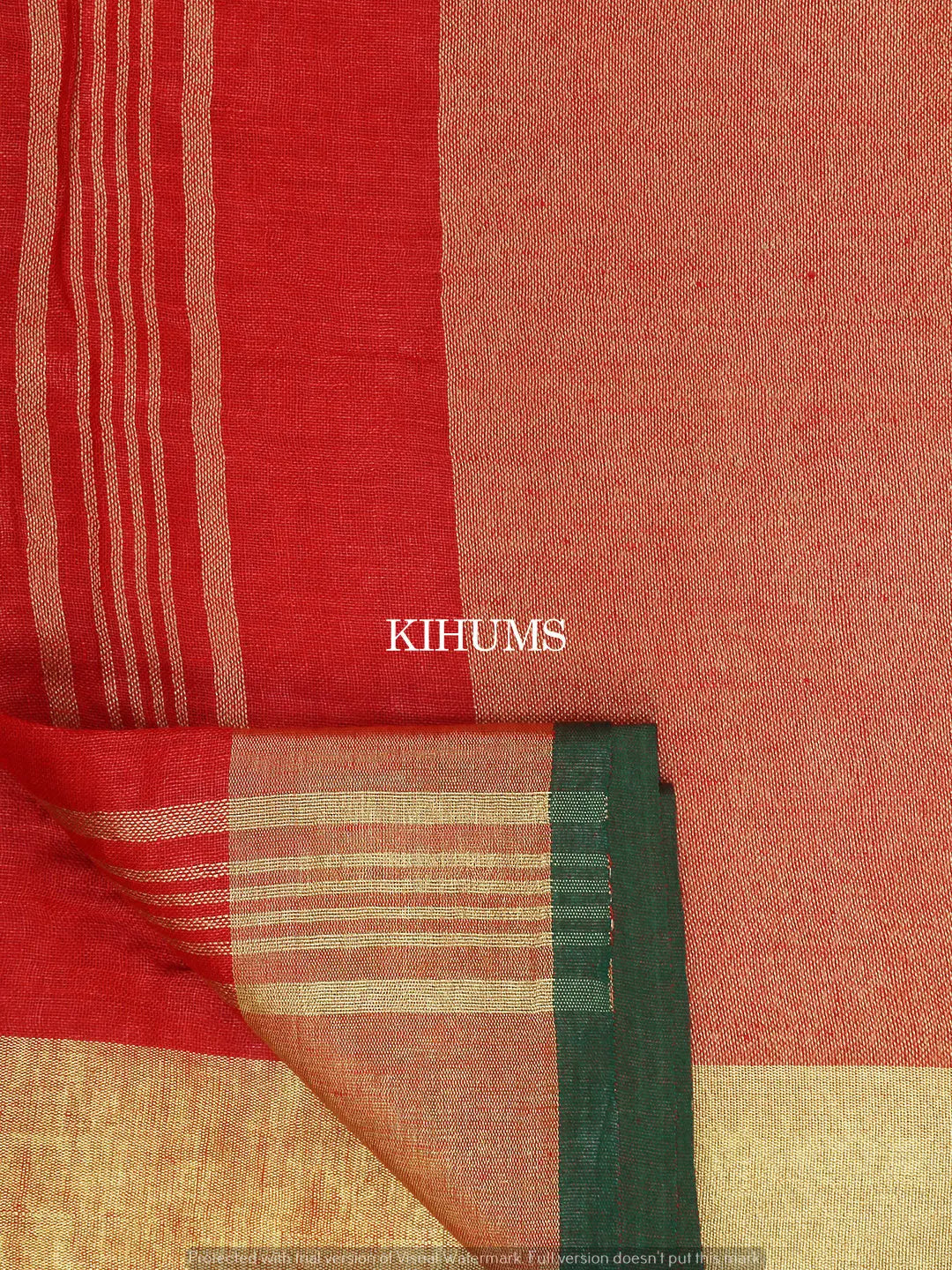 Red Shade Handwoven Linen Saree | Contrast Blouse | KIHUMS Saree kihums clothing