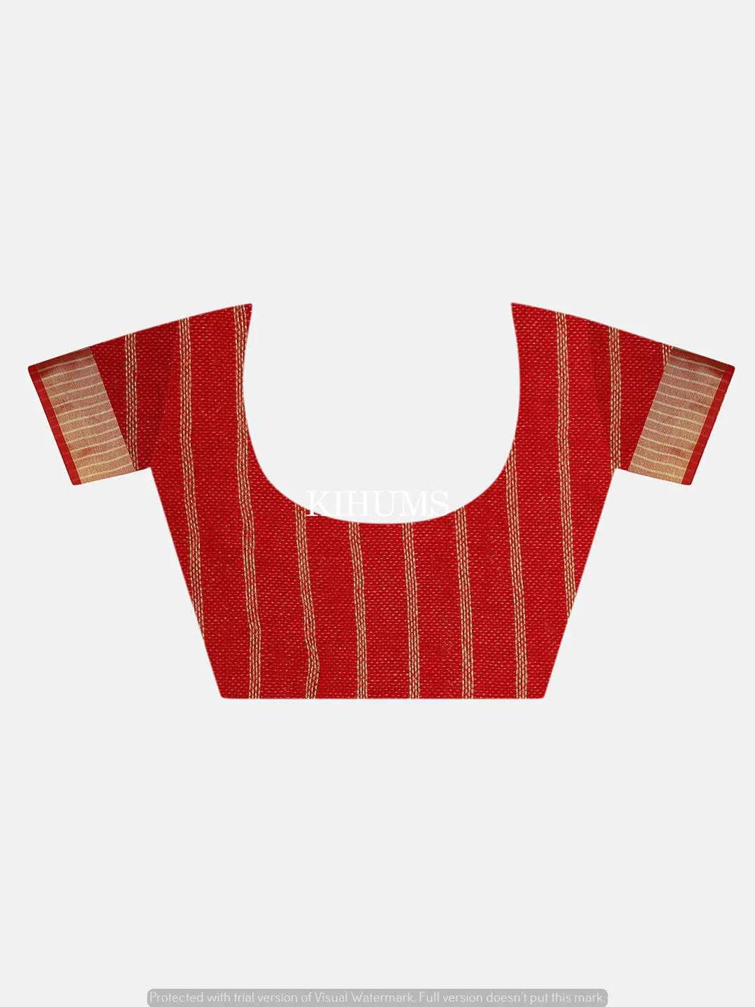 Dark Red Shade Handmade Pure Linen Saree | Gold Zari Checks | KIHUMS Saree kihums clothing