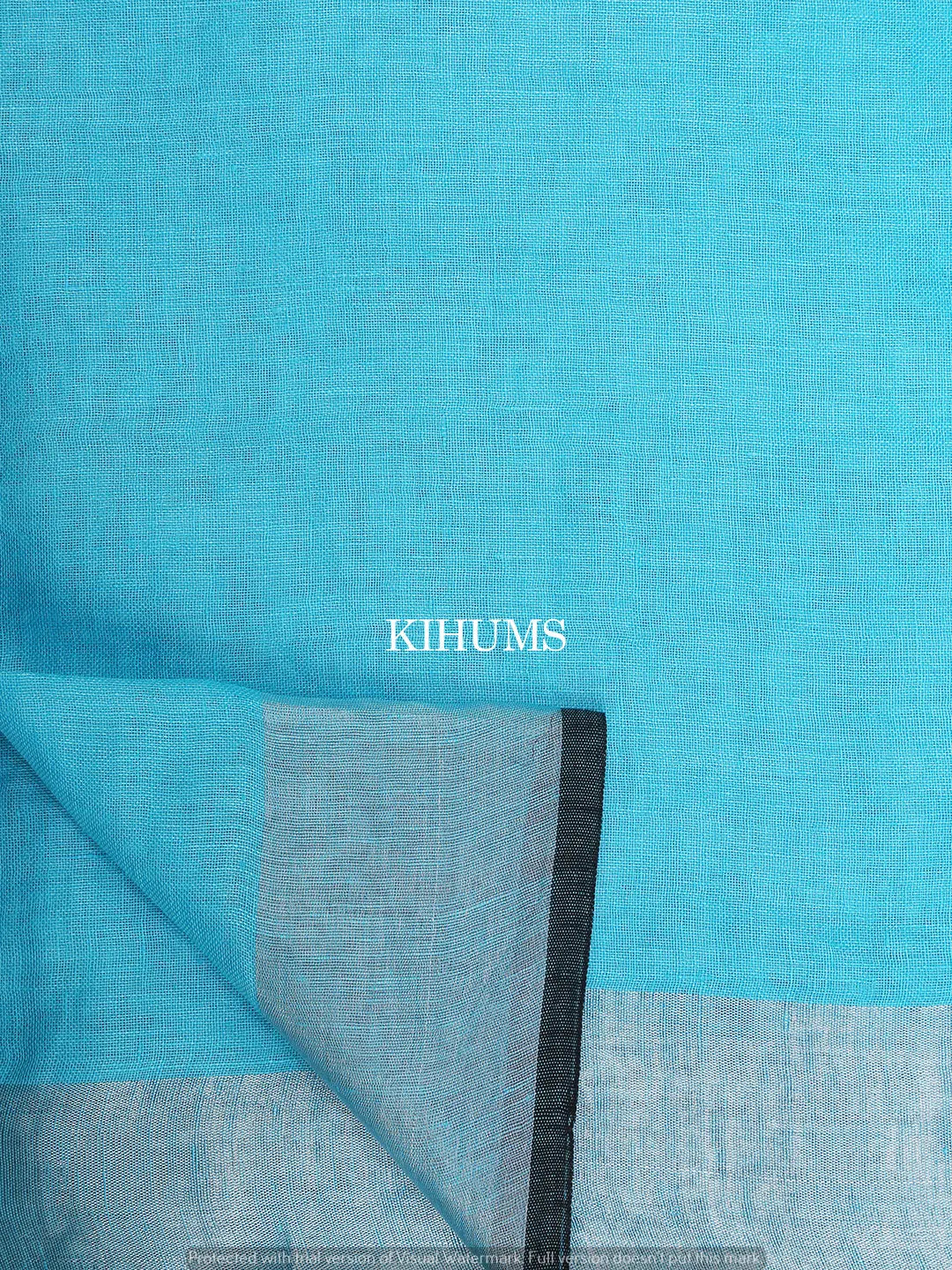 Blue Handwoven Linen Saree | Silver Zari border | KIHUMS Saree kihums clothing