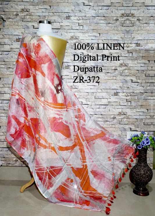 LINEN DUPATTA: Floral Digital Print Linen by Linen Dupatta with Long Tassels | KIHUMS Dupatta kihums clothing