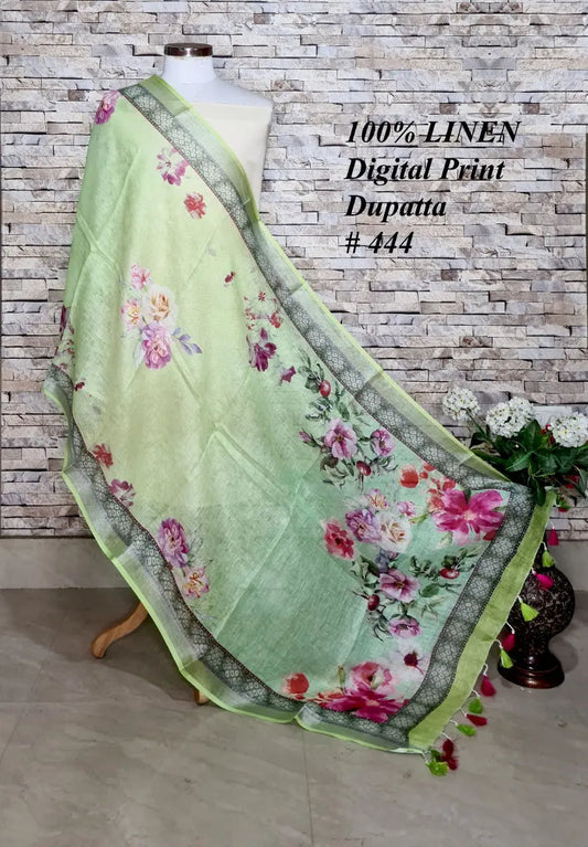 LINEN DUPATTA: Floral Digital Print Linen by Linen Dupatta with Long Tassels | KIHUMS Dupatta kihums clothing