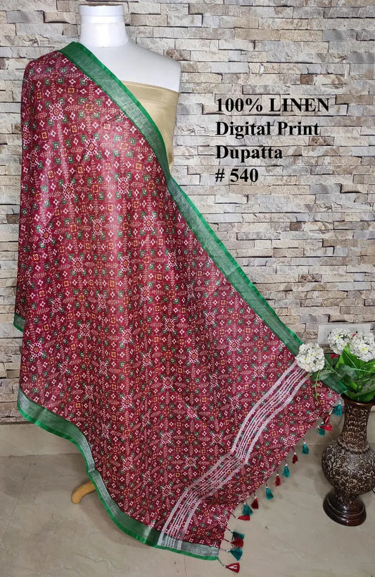 LINEN DUPATTA: Floral Digital Print Linen by Linen Dupatta with Long Tassels | KIHUMS Dupatta kihums clothing