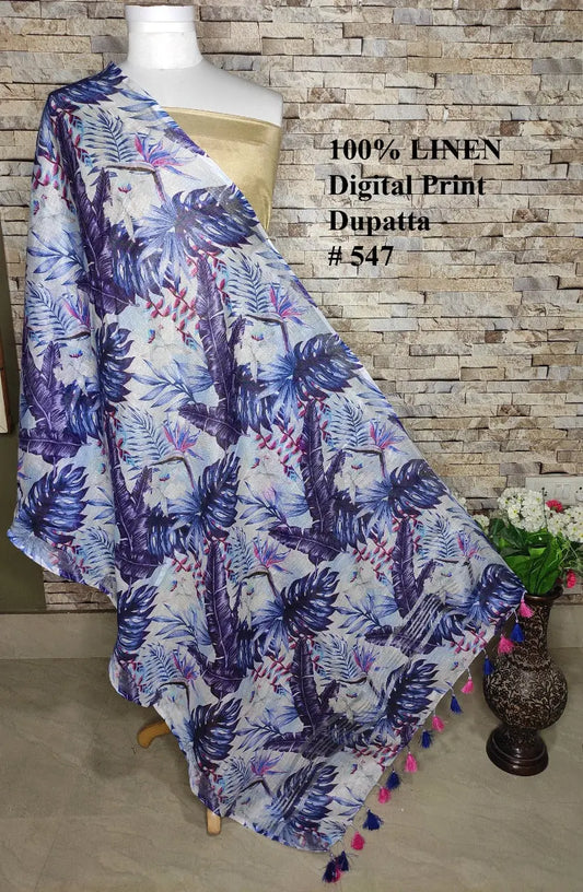 LINEN DUPATTA: Floral Digital Print Linen by Linen Dupatta with Long Tassels | KIHUMS Dupatta kihums clothing