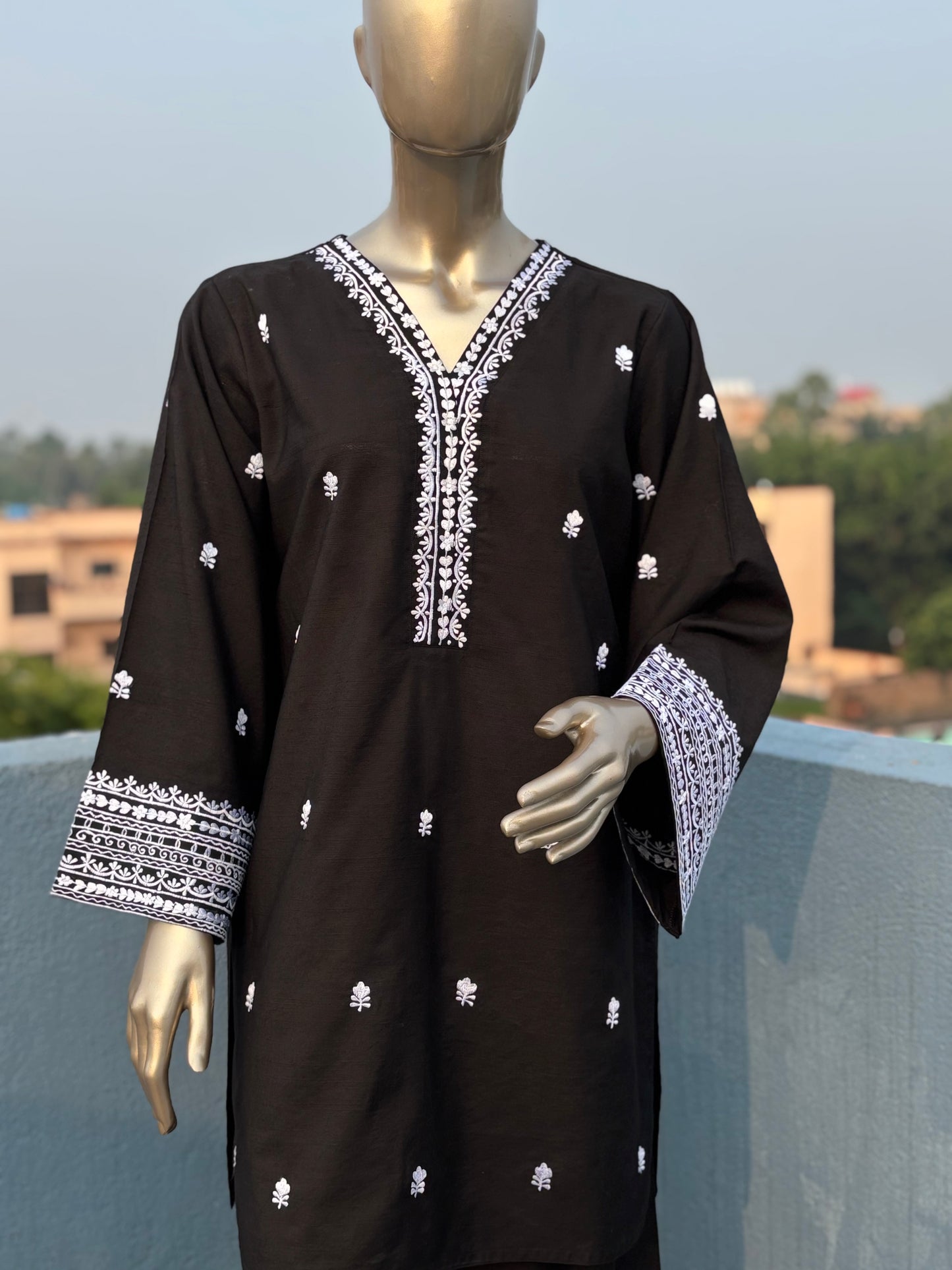 Black with Black Embroidered Pakistani Style Co-ord sets