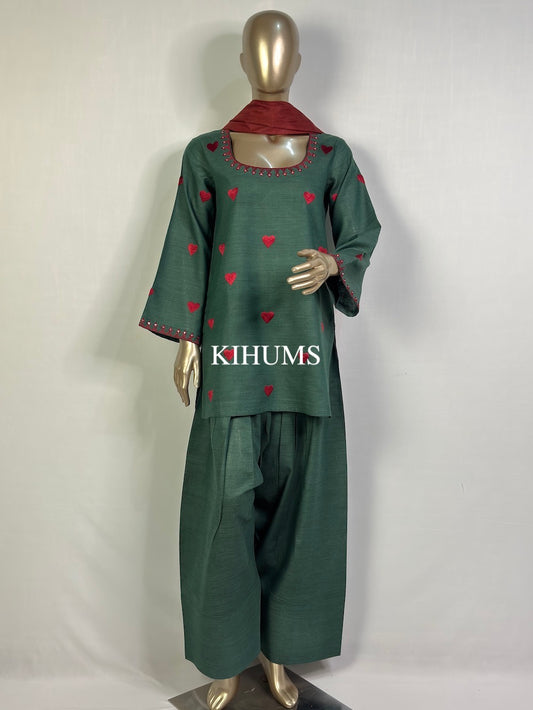 DIL SE Heart Embroidered Farshi Shalwar