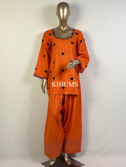 DIL SE Heart Embroidered Farshi Shalwar