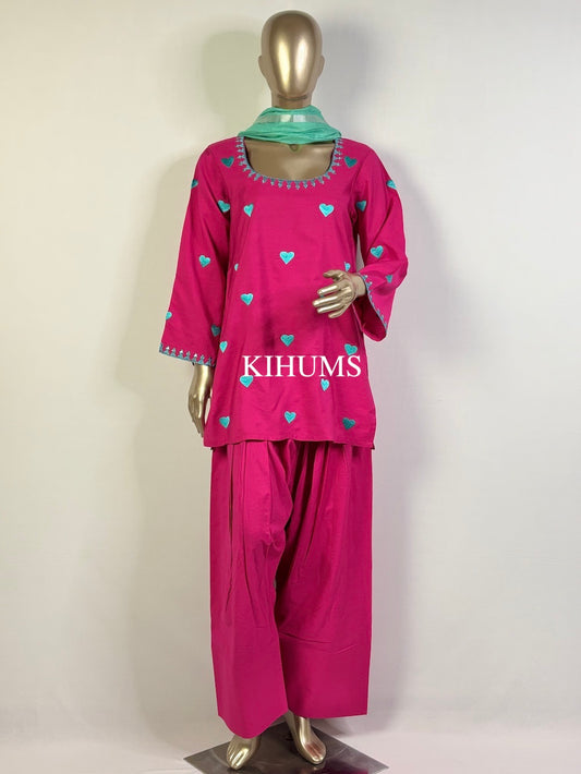 DIL SE Heart Embroidered Farshi Shalwar