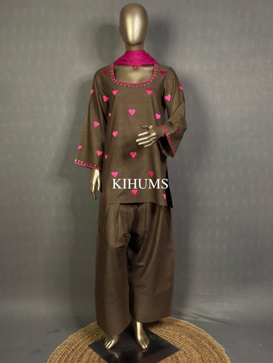 DIL SE Heart Embroidered Farshi Shalwar