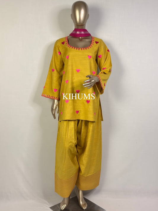 DIL SE Heart Embroidered Farshi Shalwar