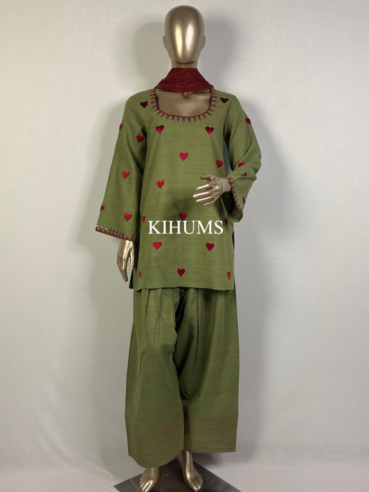 DIL SE Heart Embroidered Farshi Shalwar