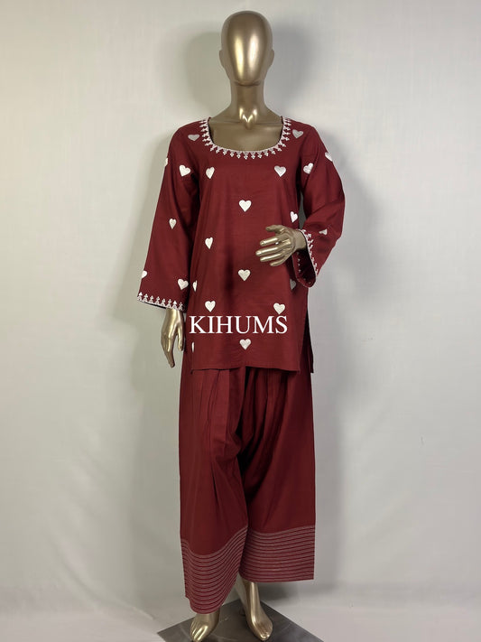 DIL SE Heart Embroidered Farshi Shalwar