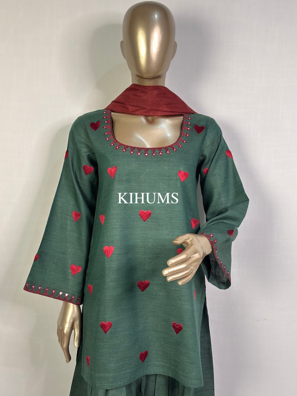DIL SE Heart Embroidered Farshi Shalwar