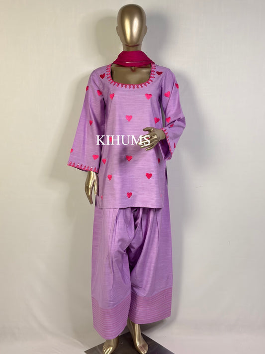 DIL SE Heart Embroidered Farshi Shalwar