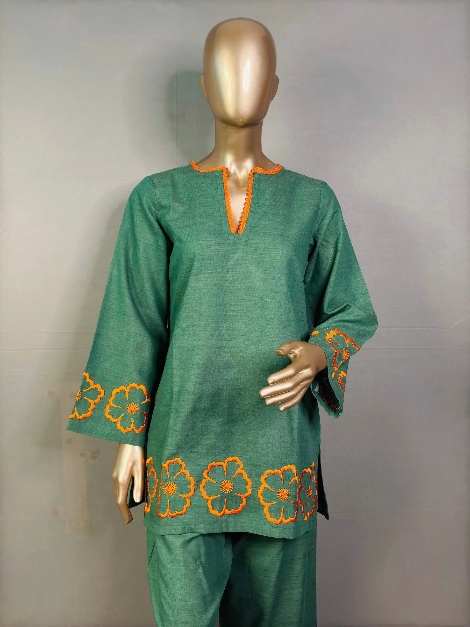 Green Shade- Stylish & Trendy Embroidered kurta set for women kihums clothing