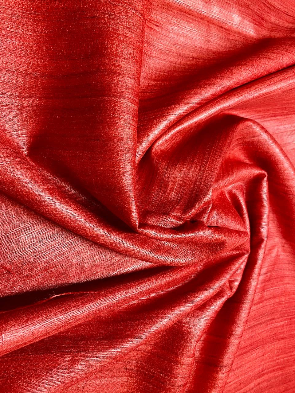 Red Shade Handwoven Tussar Silk Saree | KIHUMS Saree