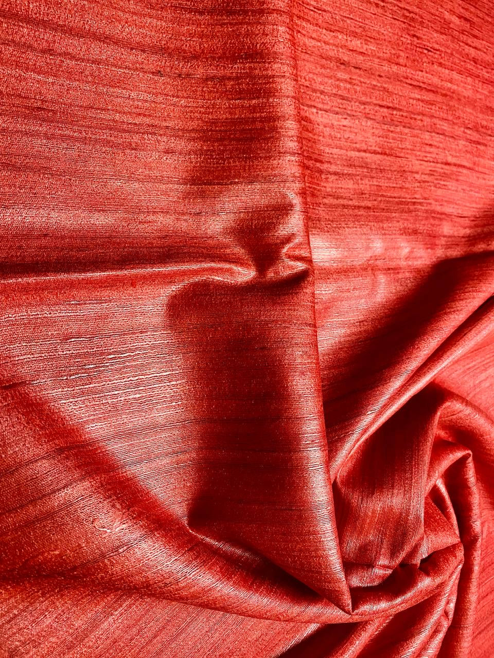 Red Shade Handwoven Tussar Silk Saree | KIHUMS Saree