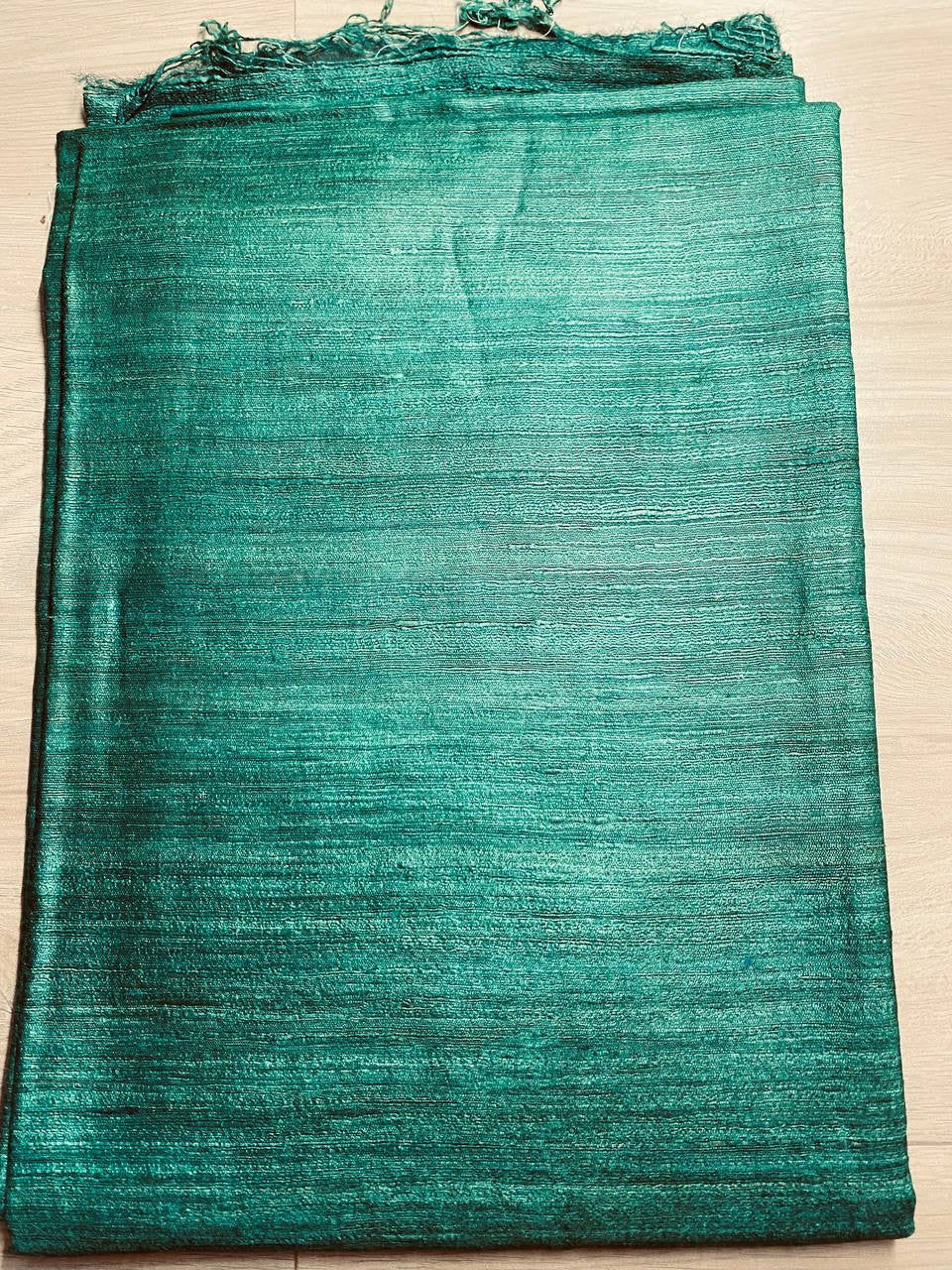 Dark Green Handwoven Tussar Silk Saree | KIHUMS Saree