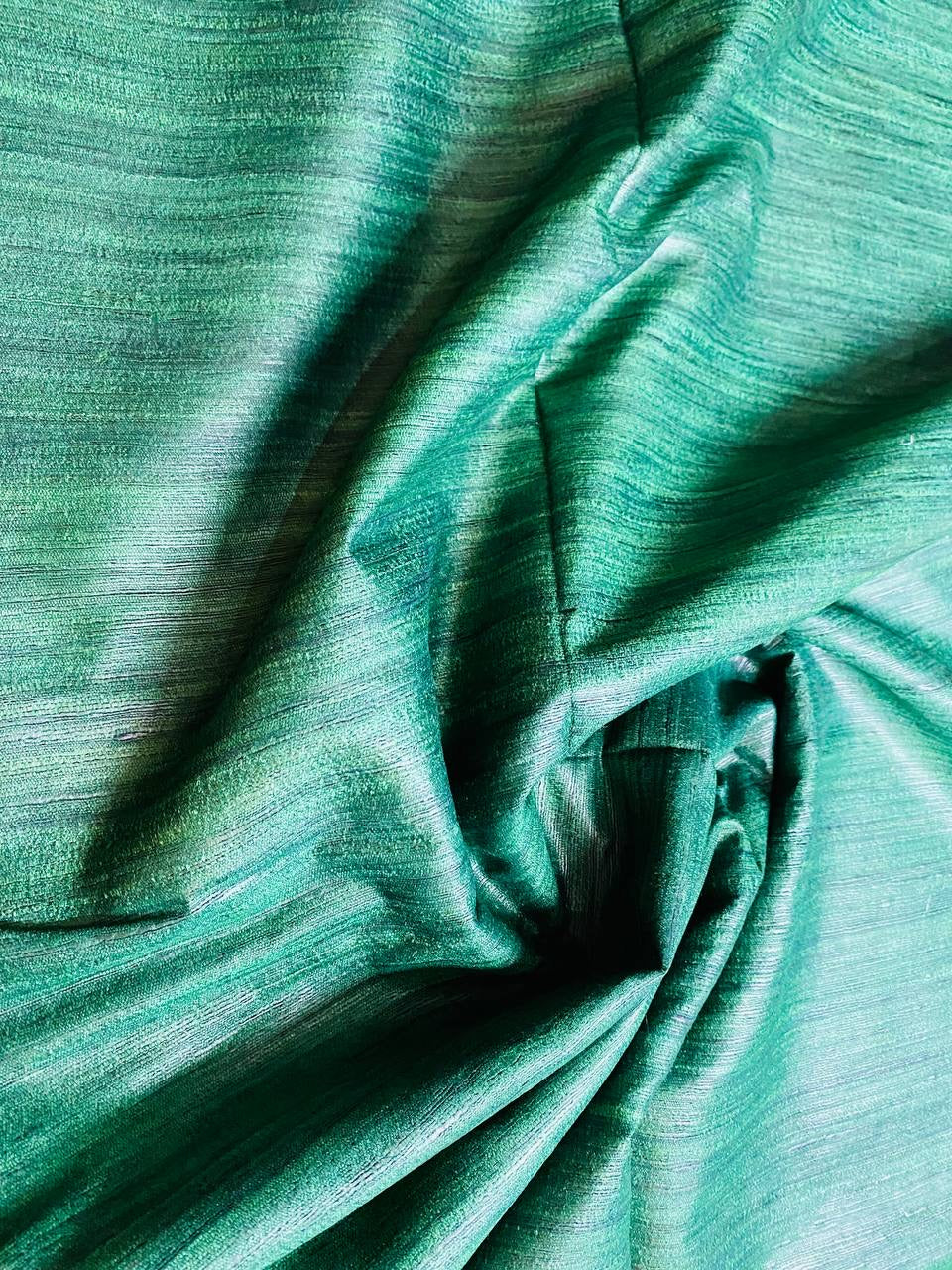Dark Green Handwoven Tussar Silk Saree | KIHUMS Saree