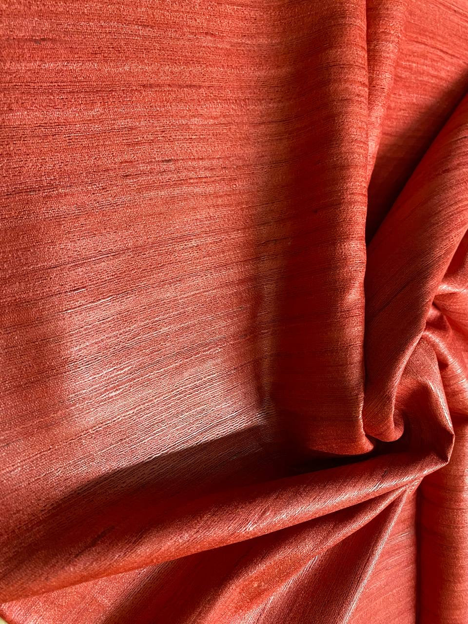 Orange Handwoven Tussar Silk Saree | KIHUMS Saree