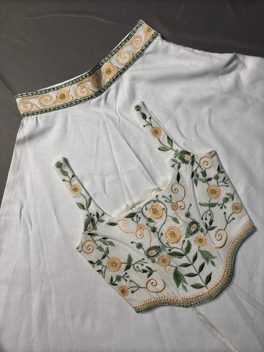 Cotton Linen Corset top for women | Embroidered kihums clothing