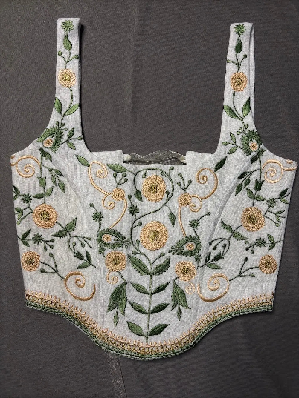 Cotton Linen Corset top for women | Embroidered kihums clothing