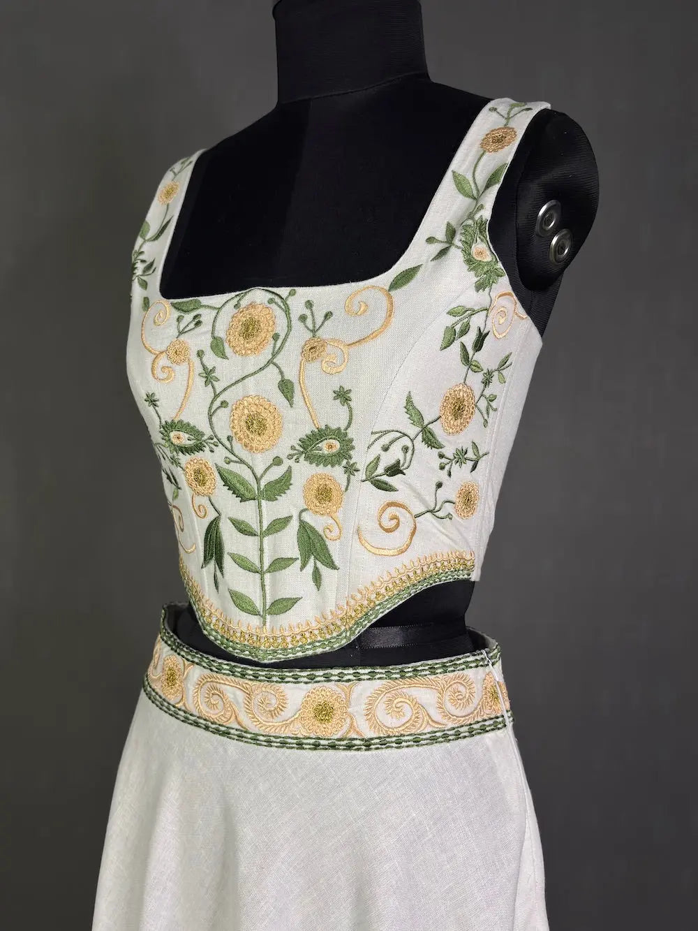 Cotton Linen Corset top for women | Embroidered kihums clothing
