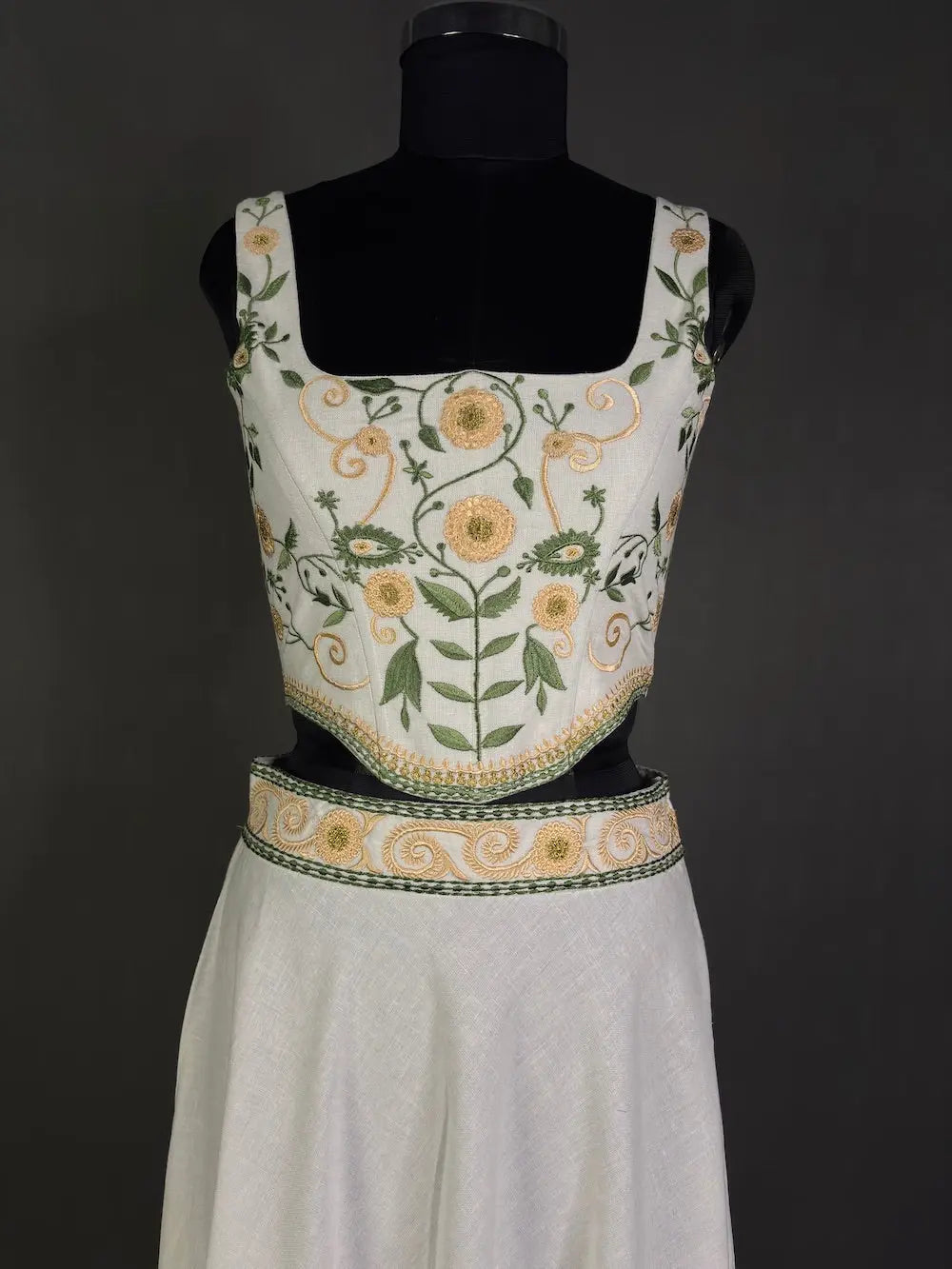 Cotton Linen Corset top for women | Embroidered kihums clothing