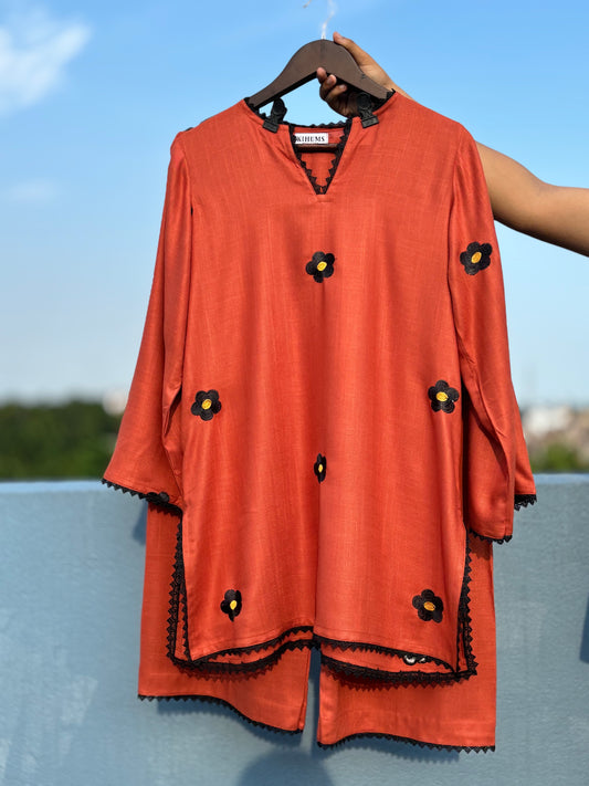 Rust Orange- Stylish & Trendy Embroidered Co-ord sets | Luxury wear | Airport Look