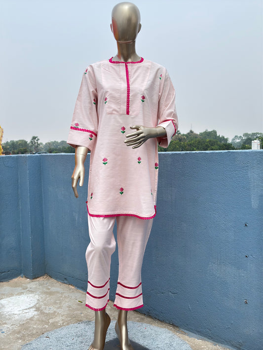 Baby Pink--Stylish & Trendy Embroidered Co-ord sets | Luxury wear | Airport Look