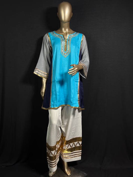 SUNEHRI Blue Gota Kurta Set